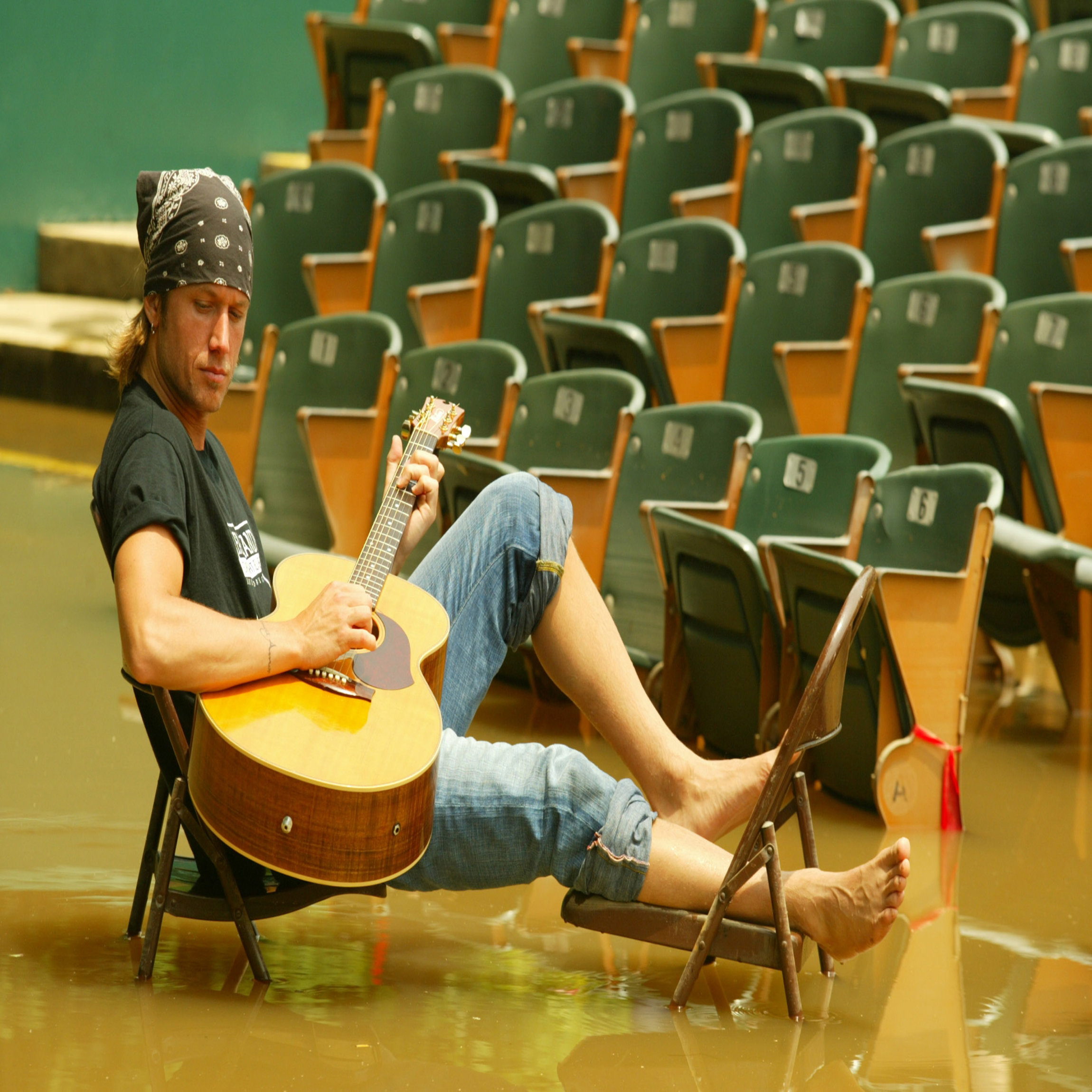 BIRMINGHAM, AL - 2004: Keith Urban at the site of his concert that was cancelled due to flooding in 2004 in Birmingham, Alabama. (Photo by Ronald C. Modra/Sports Imagery/Getty Images)