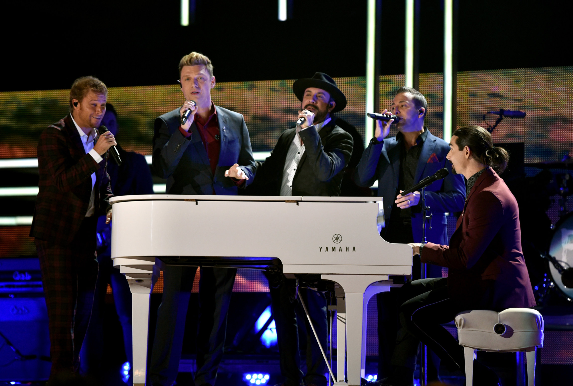 NASHVILLE, TN - OCTOBER 18: Brian Littrell, Nick Carter, AJ McLean, Howie Dorough, and Kevin Richardson of the Backstreet Boys perform onstage at the 2017 CMT Artists Of The Year on October 18, 2017 in Nashville, Tennessee. (Photo by John Shearer/Getty Images for CMT)