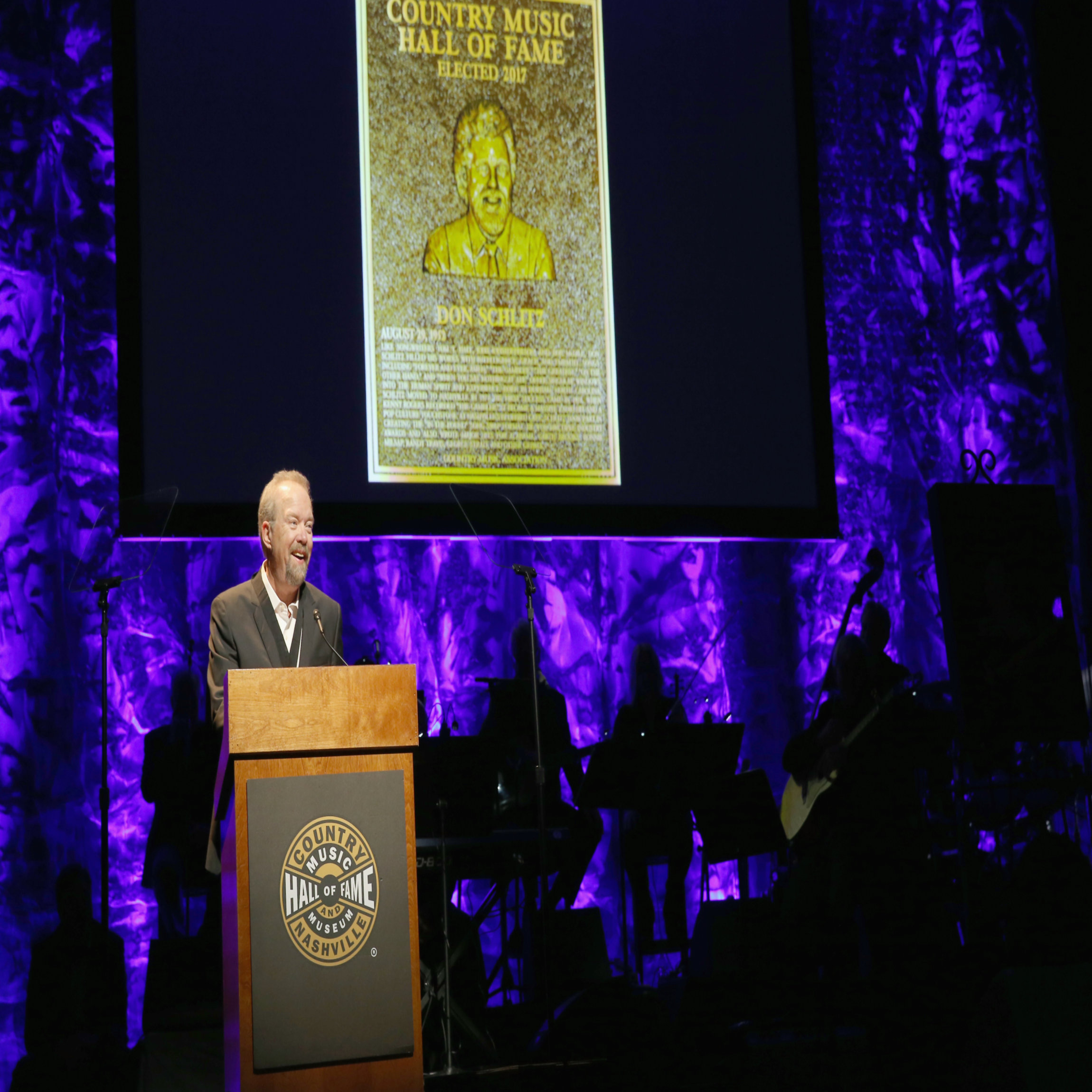 NASHVILLE, TN - OCTOBER 22: Songwriter Don Schlitz speaks onstage at the Country Music Hall of Fame and Museum Medallion Ceremony to celebrate 2017 hall of fame inductees Alan Jackson, Jerry Reed And Don Schlitz at Country Music Hall of Fame and Museum on October 22, 2017 in Nashville, Tennessee. (Photo by Terry Wyatt/Getty Images for Country Music Hall Of Fame & Museum)