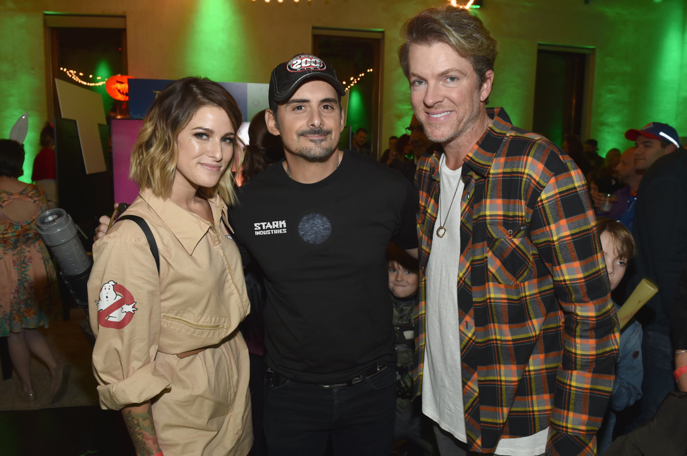 NASHVILLE, TN - OCTOBER 27: (L-R) Singer-songwriters Cassadee Pope, Brad Paisley and Joe Don Rooney of Rascal Flatts attend the Xbox Halloween Gaming Event hosted by Brad Paisley and Kimberly Williams-Paisley at Ruby on October 27, 2017 in Nashville, Tennessee. (Photo by John Shearer/Getty Images for Xbox)