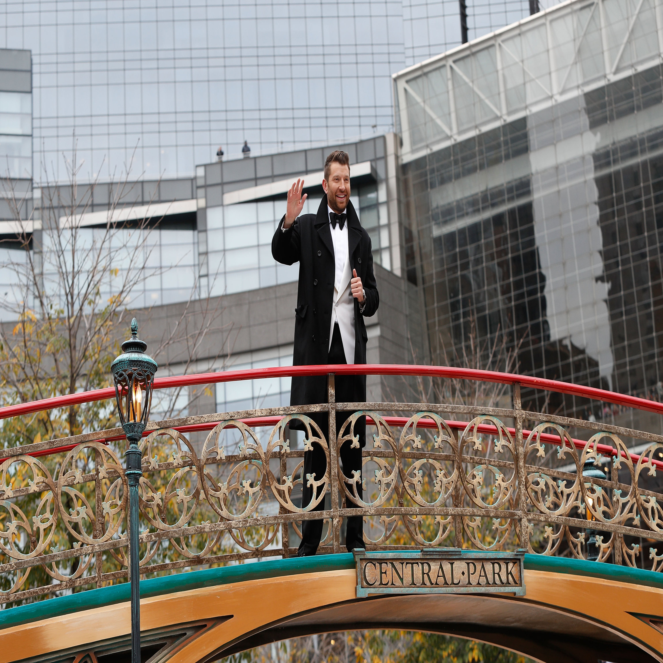 NEW YORK, NY - NOVEMBER 24: Brett Eldredge rides in Macy's Thanksgiving Day Parade on November 24, 2016 in New York City. (Photo by Taylor Hill/FilmMagic)