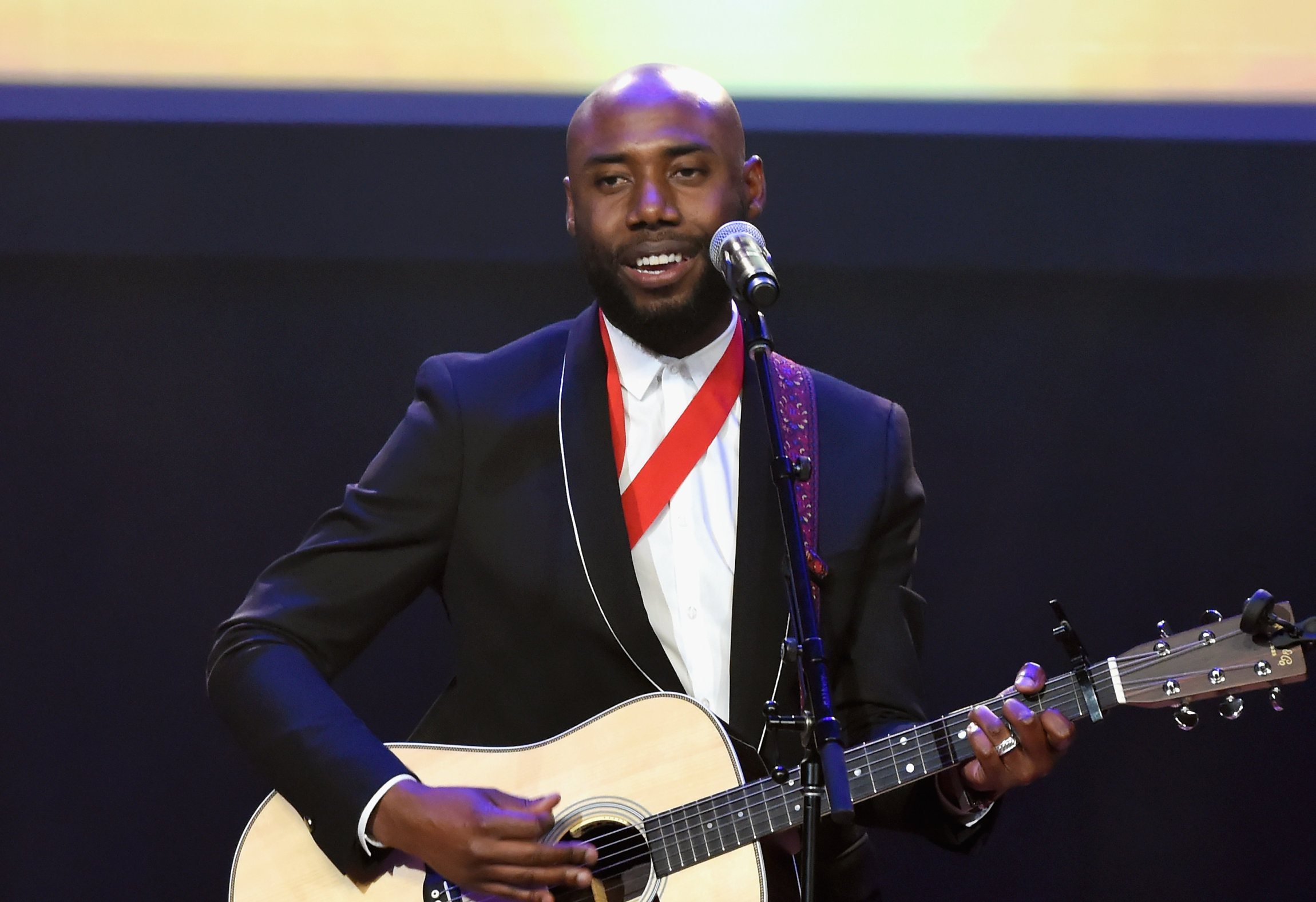 NASHVILLE, TN - NOVEMBER 06: Songwriter Jamie Moore performs onstage during the 55th annual ASCAP Country Music awards at the Ryman Auditorium on November 6, 2017 in Nashville, Tennessee. (Photo by Rick Diamond/Getty Images)