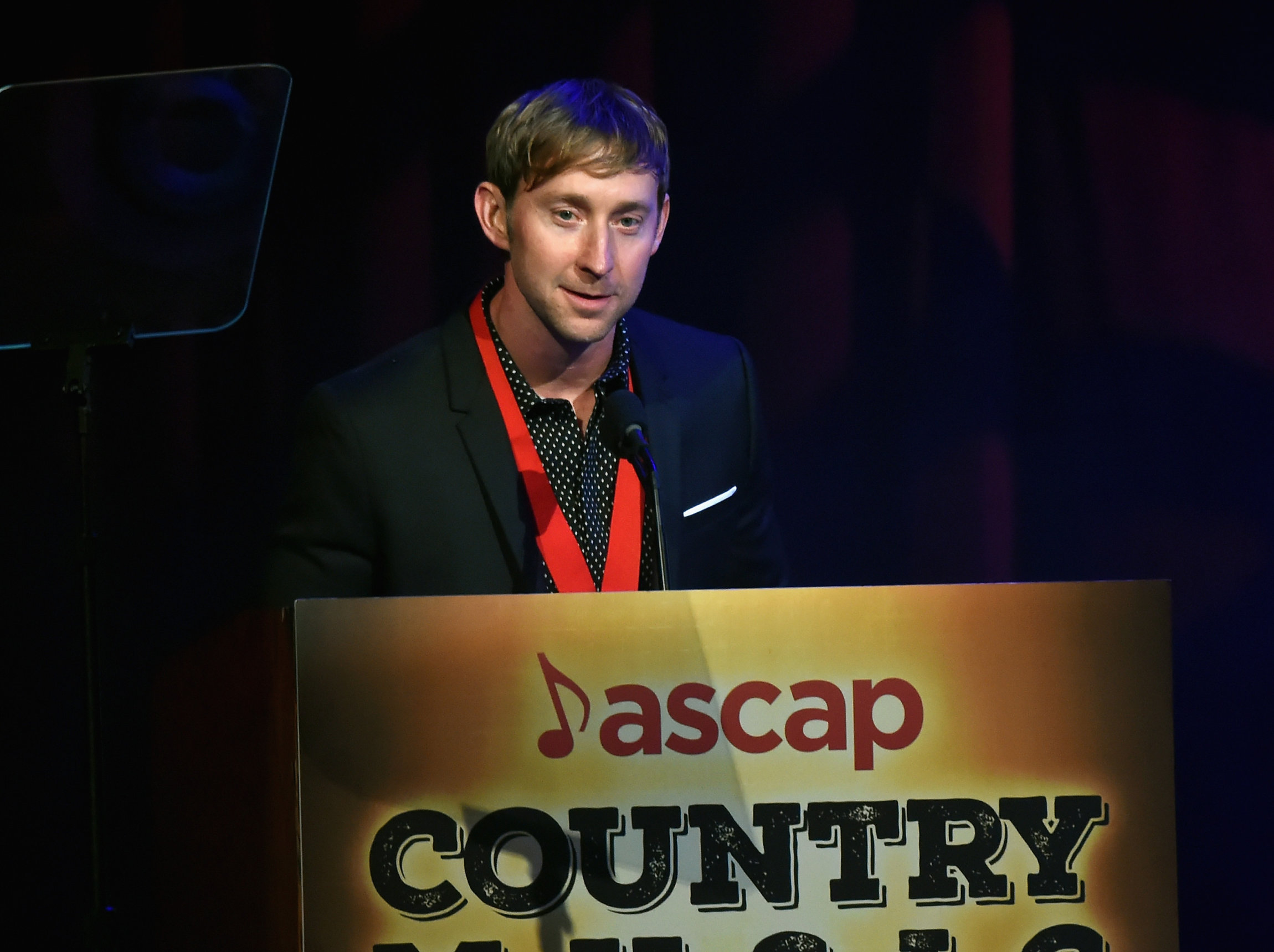 NASHVILLE, TN - NOVEMBER 06: Songwriter of the Year Ashley Gorley speaks onstage during the 55th annual ASCAP Country Music awards at the Ryman Auditorium on November 6, 2017 in Nashville, Tennessee. (Photo by Rick Diamond/Getty Images)