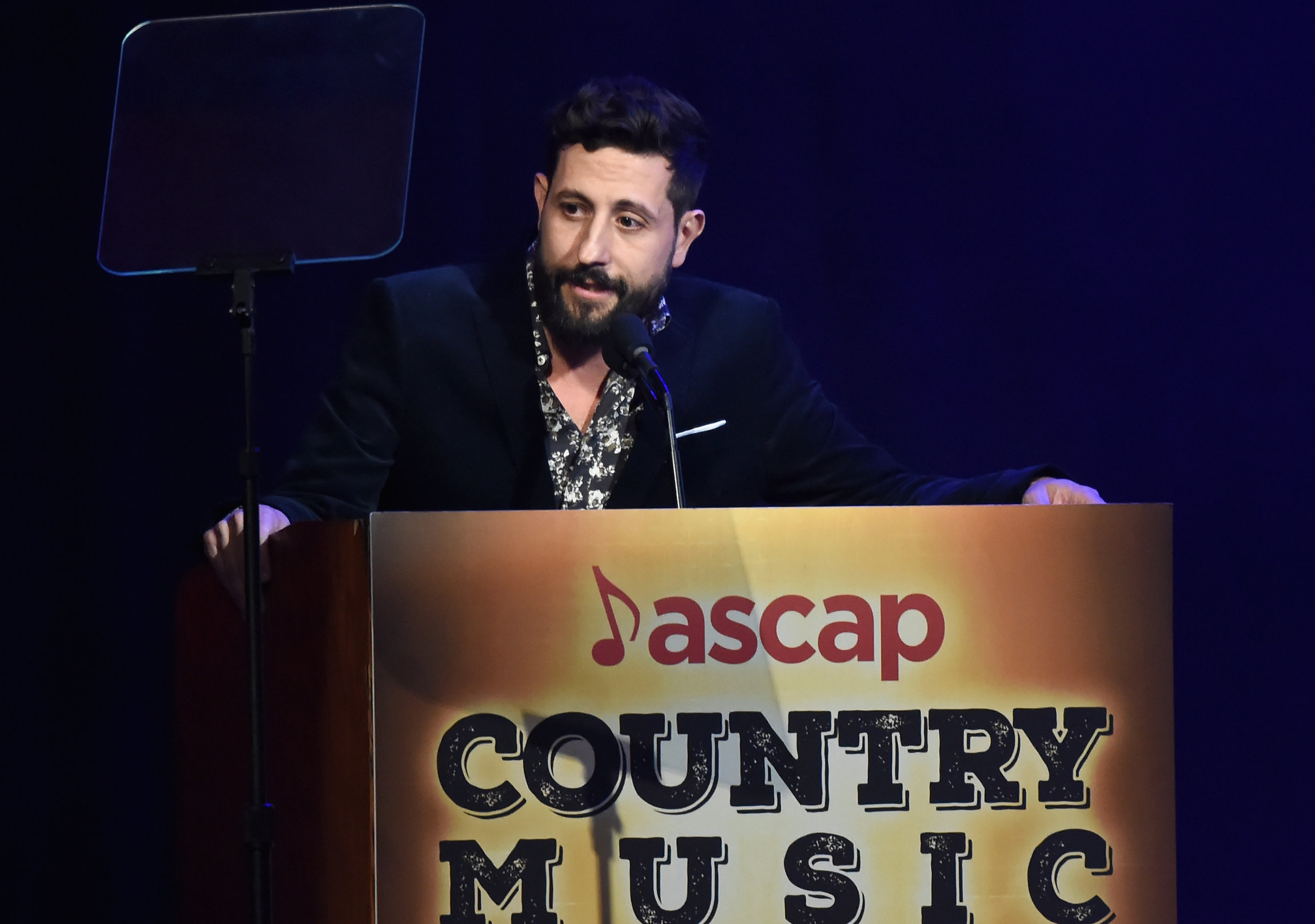 NASHVILLE, TN - NOVEMBER 06: Singer-songwriter Matthew Ramsay accepts an award onstage during the 55th annual ASCAP Country Music awards at the Ryman Auditorium on November 6, 2017 in Nashville, Tennessee. (Photo by Rick Diamond/Getty Images)