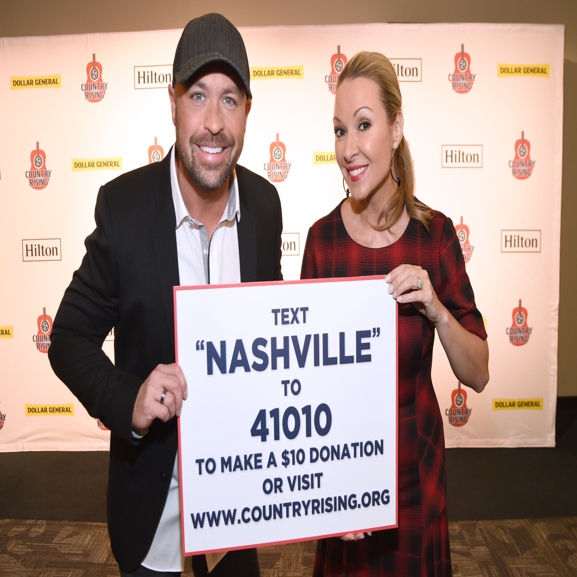 NASHVILLE, TN - NOVEMBER 12: In this handout photo provided by The Country Rising Fund of The Community Foundation of Middle Tennessee, CMT's CMT Radio's Cody Allen and Katie Cook pose backstage for the Country Rising Benefit Concert at Bridgestone Arena on November 12, 2017 in Nashville, Tennessee. (Photo by Rick Diamond/Country Rising/Getty Images)