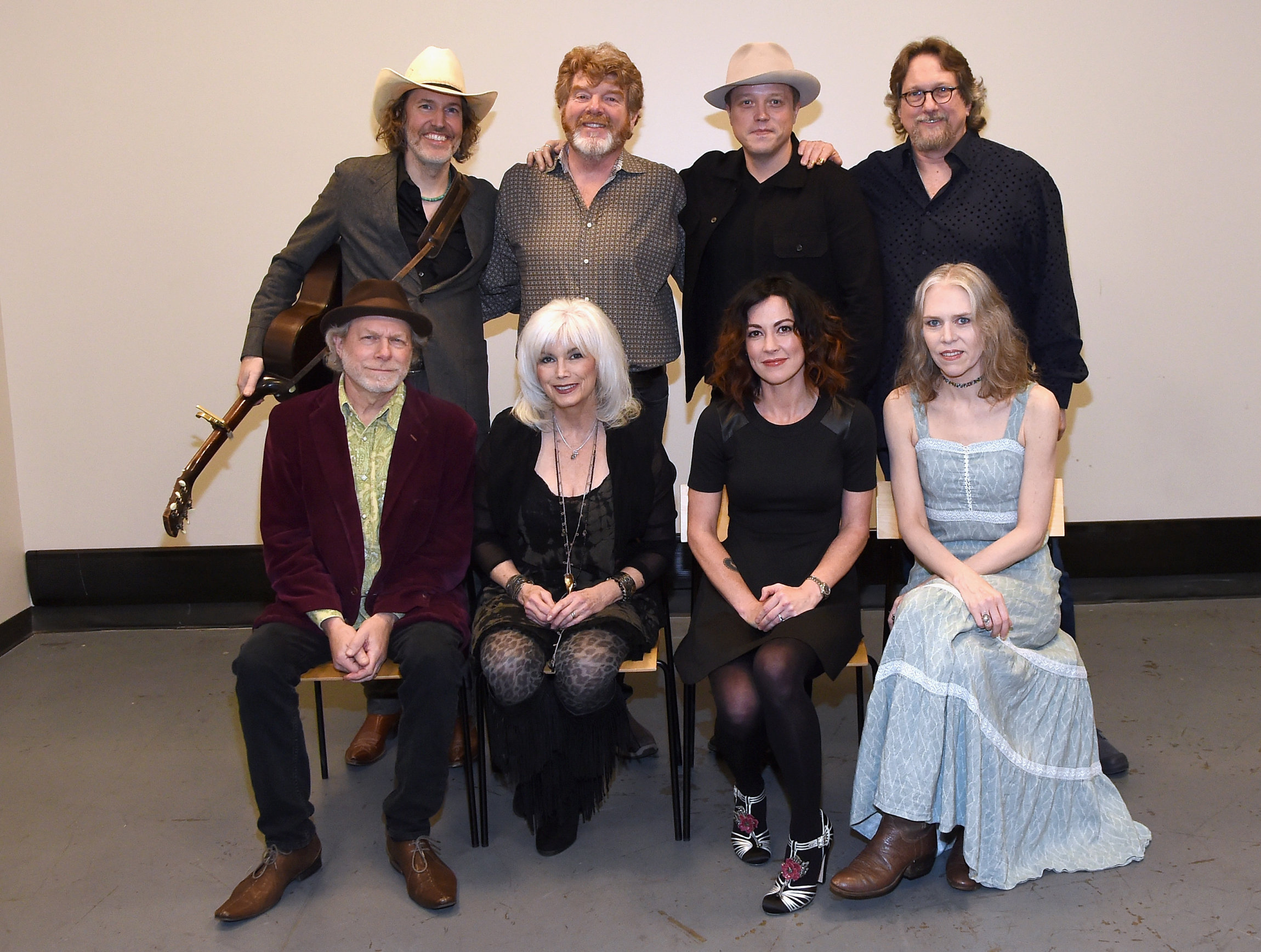 NASHVILLE, TN - DECEMBER 19: David Rawlings, Mac McAnally, Jason Isbell, , Jerry Douglas, (bottom row L-R) Buddy Miller, Emmylou Harris, Amanda Shires, and Gillian Welch attend the Jason Isbell residency at the Country Music Hall of Fame and Muesuem on December 19, 2017 in Nashville, Tennessee. (Photo by Rick Diamond/Getty Images for Country Music Hall Of Fame & Museum)