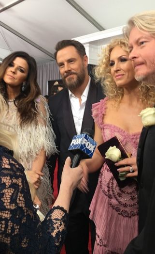 Little Big Town talks to Fox News on the Grammys red carpet. From l-r: Karen Fairchild, Jimi Westbrook, Kimberly Schlapman and Phillip Sweet.