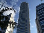 This is the terrifying moment water from a jacuzzi spills out onto the floor as ferocious winds rock Brazil's tallest building from side to side in strong winds