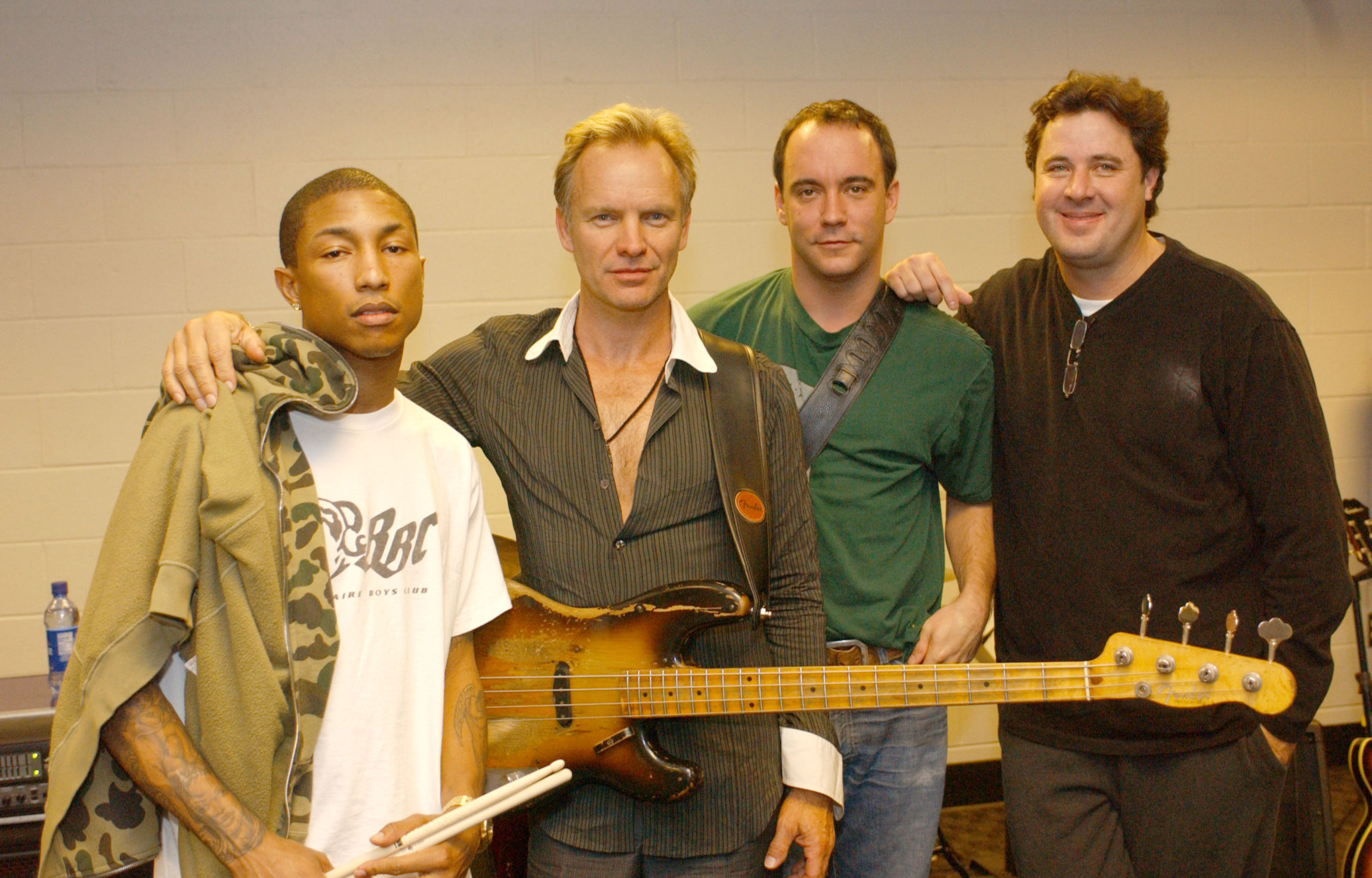 Pharrell Williams, Sting, Dave Matthews and Vince Gill (Photo by R. Diamond/WireImage for NARAS)