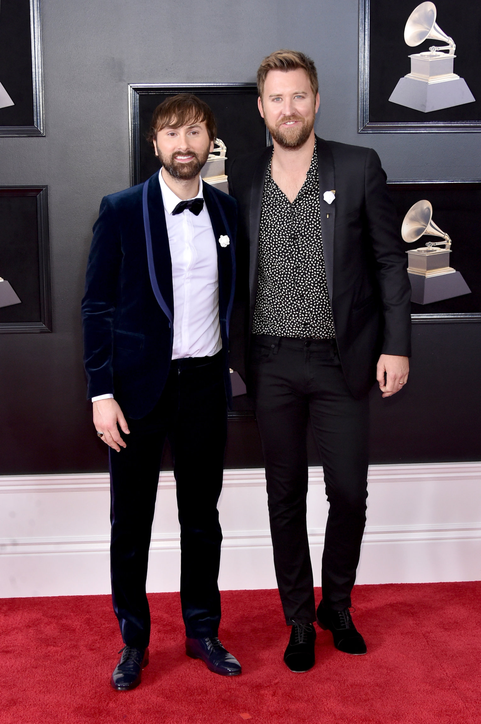 NEW YORK, NY - JANUARY 28: Recording artists Dave Haywood (L) and Charles Kelley of musical groups Lady Antebellum attend the 60th Annual GRAMMY Awards at Madison Square Garden on January 28, 2018 in New York City. (Photo by Mike Coppola/FilmMagic)