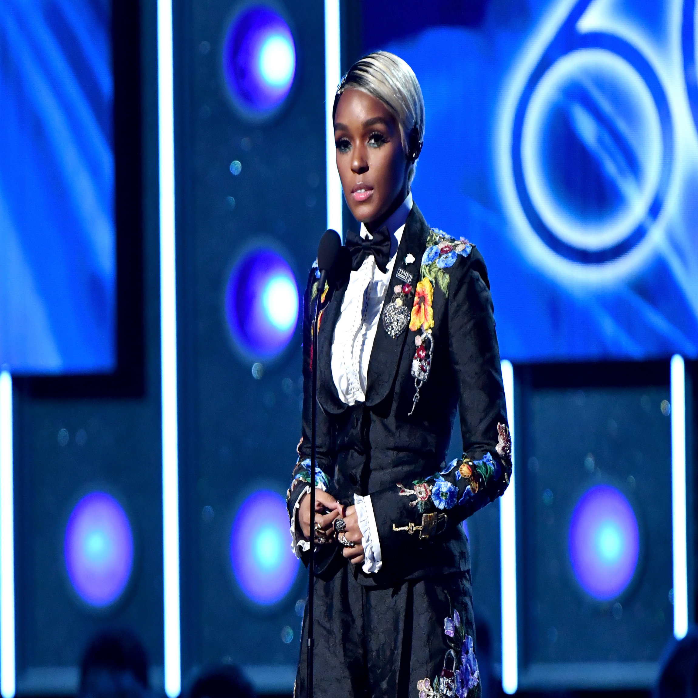 NEW YORK, NY - JANUARY 28: Recording artist Janelle Monae speaks onstage during the 60th Annual GRAMMY Awards at Madison Square Garden on January 28, 2018 in New York City. (Photo by Jeff Kravitz/FilmMagic)