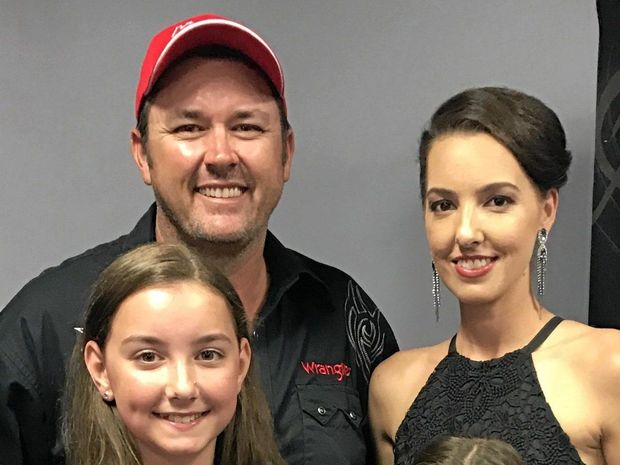 PROSSIE BOY: Lindsay Waddington with wife Reegan and daughters Maddison Charli on the Golden Guitars red carpet.